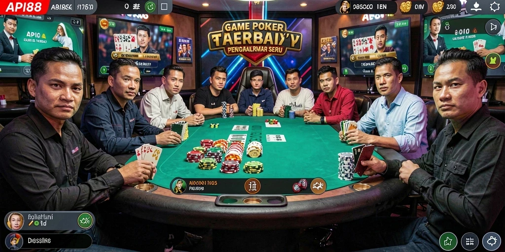 Tampilan seru gameplay poker di API88 dengan pemain aktif.