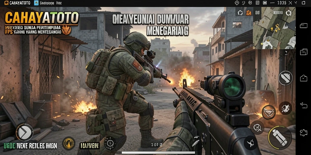 Tampilan menegangkan dari gameplay CAHAYATOTO dengan aksi tembak-menembak.