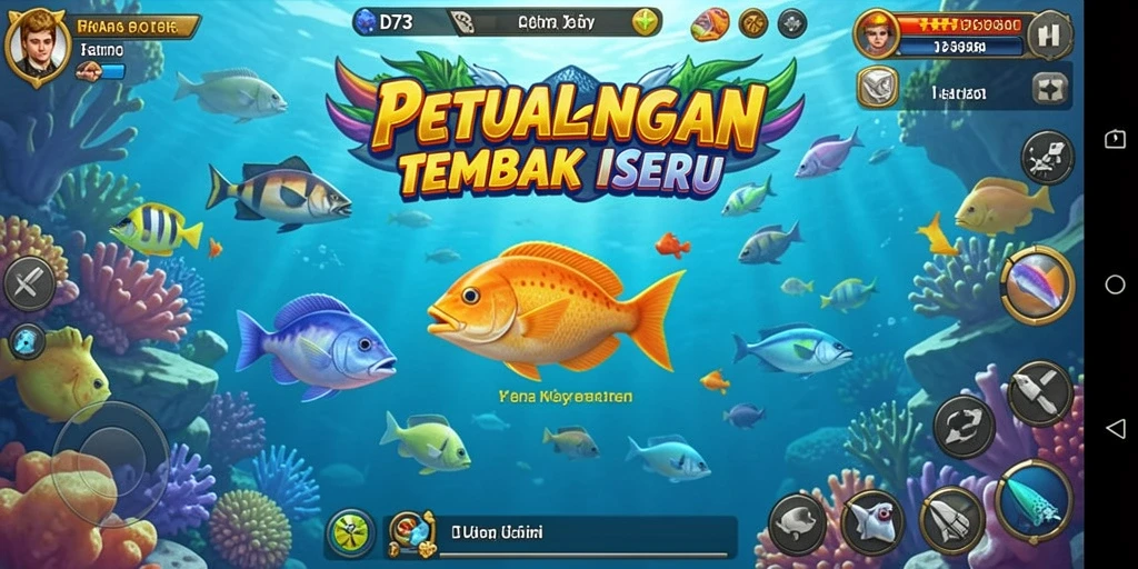 Gameplay seru D73 dengan menembak ikan yang beragam.