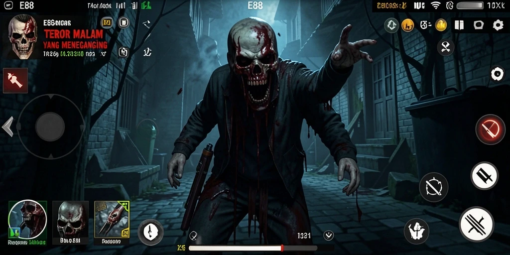 Screenshot E88 menampilkan momen mencekam dalam gameplay Horror.