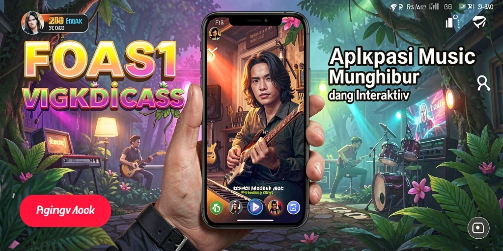 Screenshot utama permainan F08 menampilkan pengalaman musik interaktif yang seru.