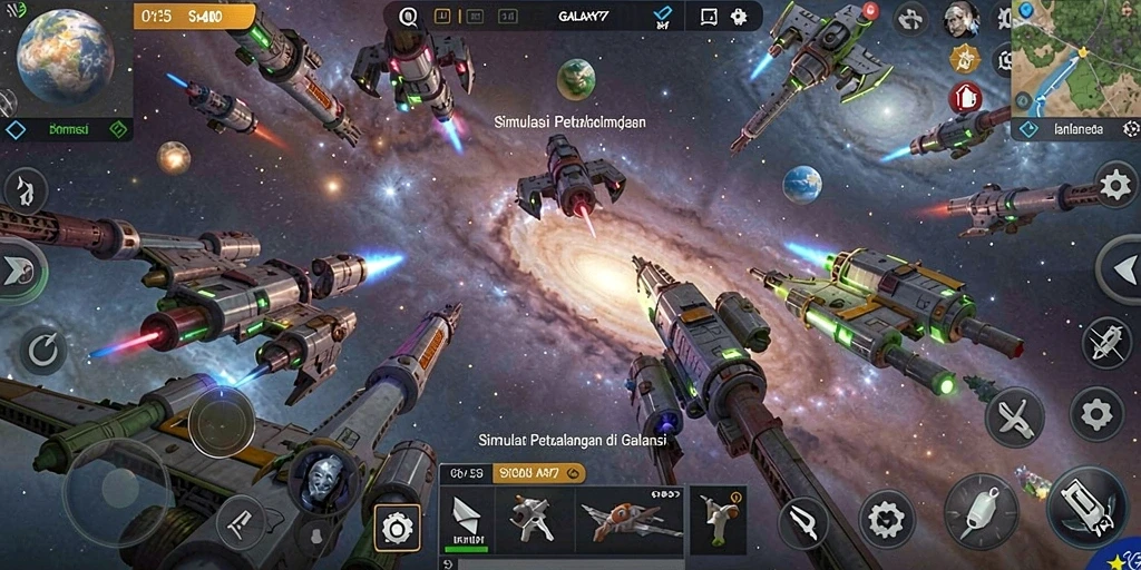 Tampilan gameplay GALAXY77 yang menakjubkan saat menjelajahi planet baru.