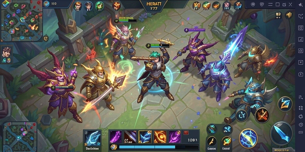 Tampilan gameplay seru HEBAT777 dalam pertempuran MOBA.