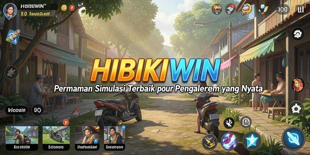 Tampilan gameplay HIBIKIWIN dengan dunia simulasi yang realistis.