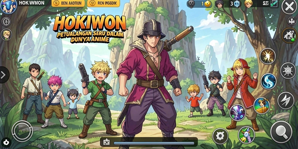 Tampilan gameplay HOKIWON yang menarik dalam dunia Anime.