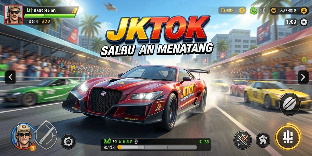 Tampilan gameplay JKTOK yang mendebarkan saat balapan.