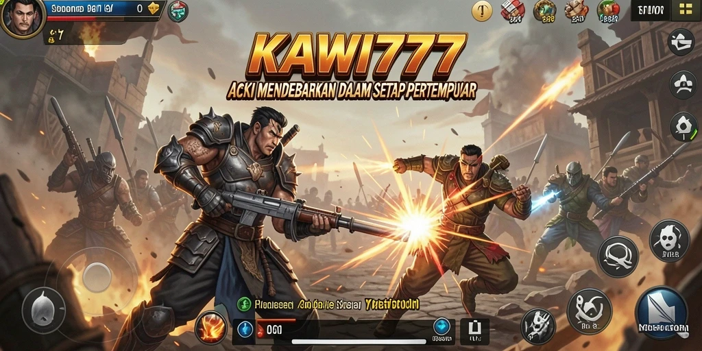 Screenshot KAWI777 menampilkan pertarungan seru dan karakter aksi.