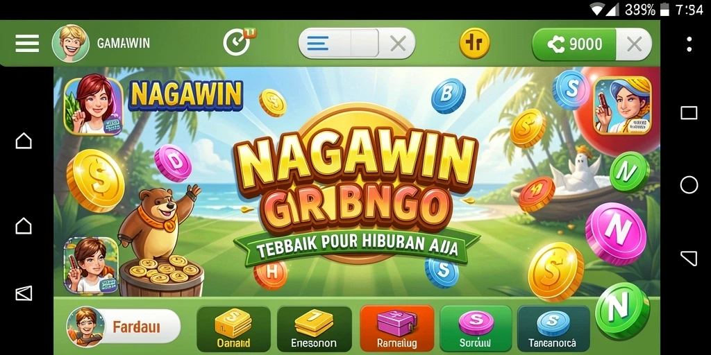 Screenshot gameplay NAGAWIN menampilkan suasana permainan Bingo yang seru.