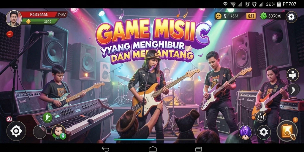 Tampilan menarik dari gameplay PT707 yang penuh dengan ritme musik.