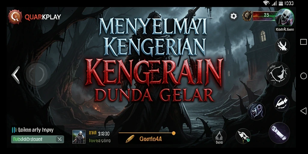 Tangkapan layar gameplay QUARKPLAY, menampilkan suasana menyeramkan dan kegelapan.