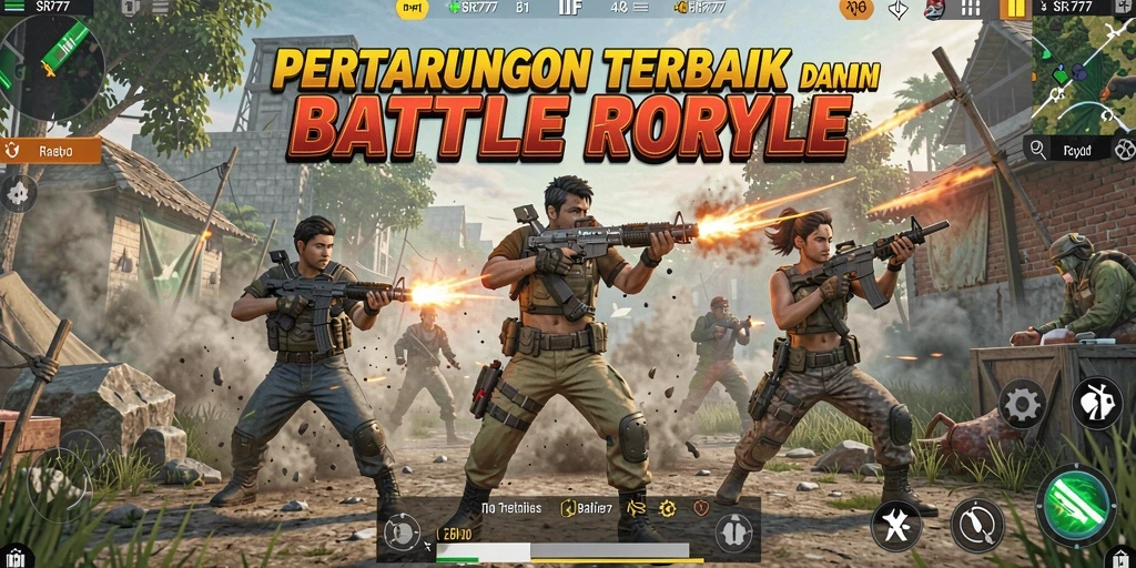 Tampilan gameplay intens dari pertarungan Battle Royale SR777.
