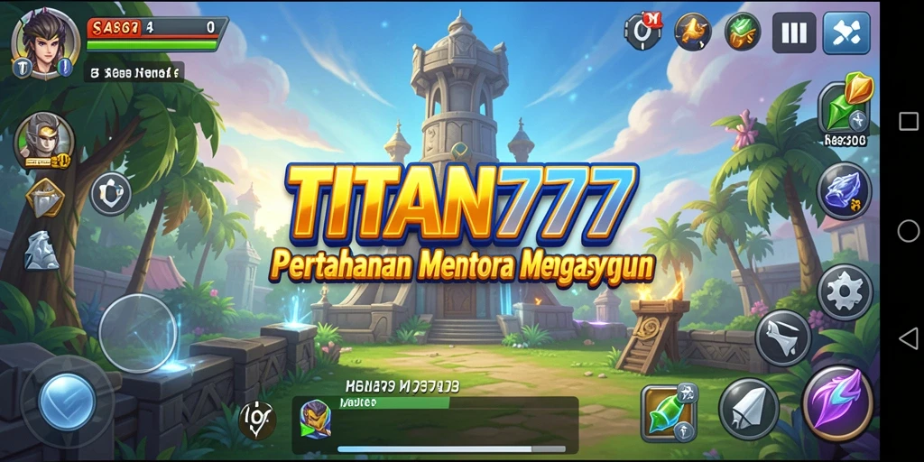 Tangkapan layar dari gameplay seru TITAN777 dalam mode Tower Defense.