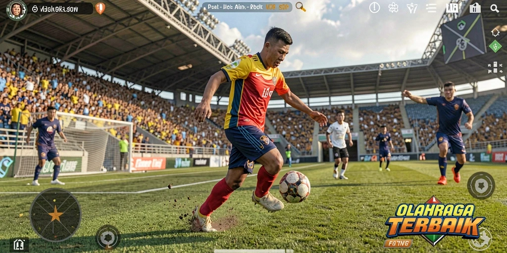 Tangkapan layar gameplay V07 menampilkan aksi seru di lapangan.