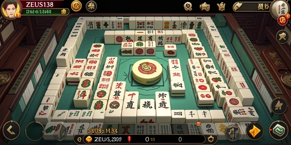 Screenshot ZEUS138 menunjukkan permainan Mahjong yang menyenangkan dan interaktif.