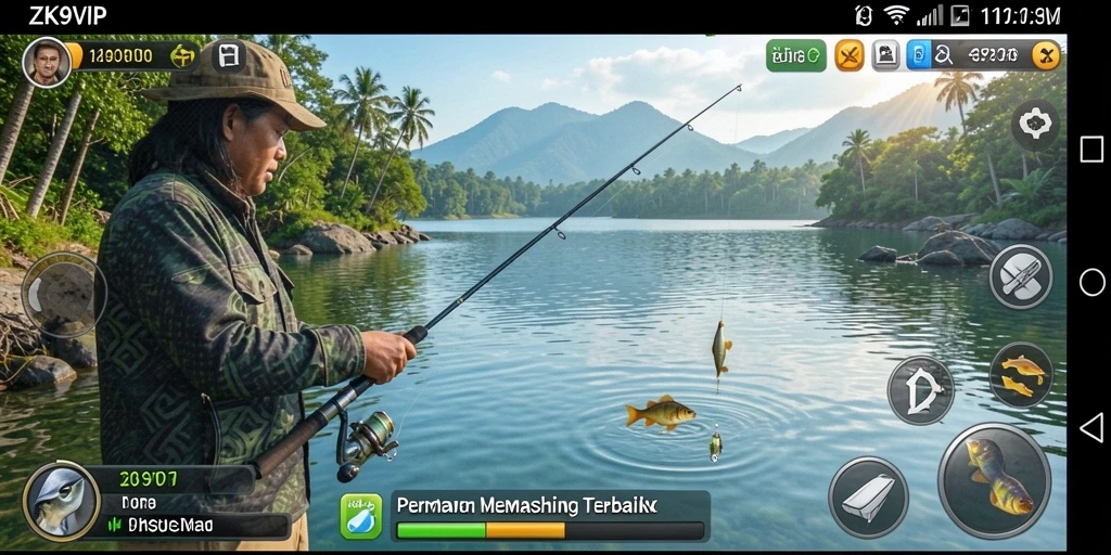 Tampilan gameplay seru di ZK9VIP saat memancing.